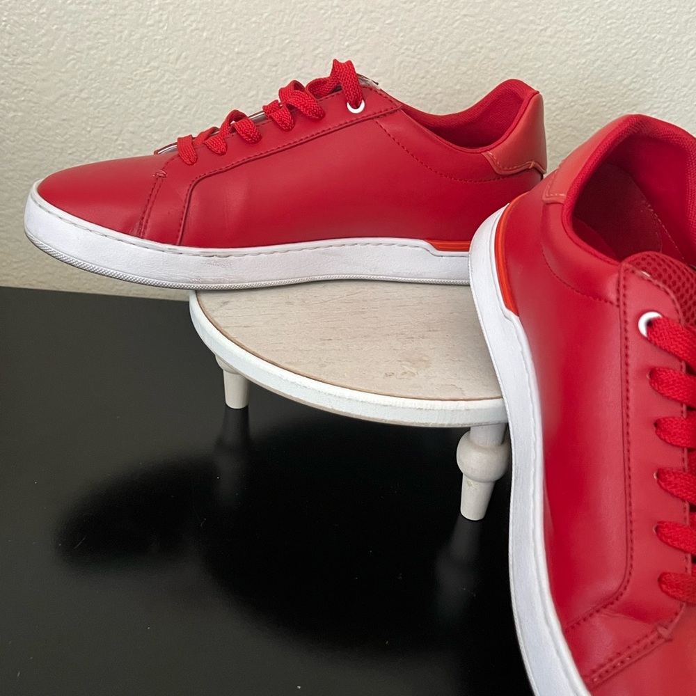 Coach Men's Clip Leather Low Top Bold Red Sneakers 9.5 C3408 - Picture 4 of 10